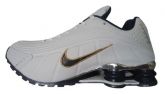 Tênis Nike Shox R4 cromado Branco e Azul Marinho